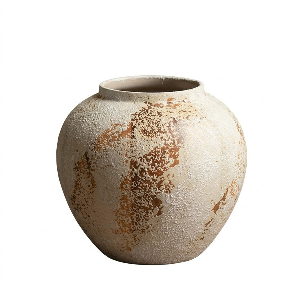 ✨廃盤ドマーニ鉢✨DOMANI KOBE VASE 旧カラーOff-white Vintage Wabi-Sabi Mottled Ceramic Vase Collection – Oubaokki
