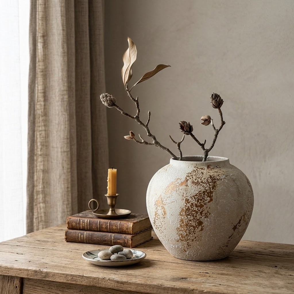 Vintage Wabi-Sabi Mottled Ceramic Vase Collection