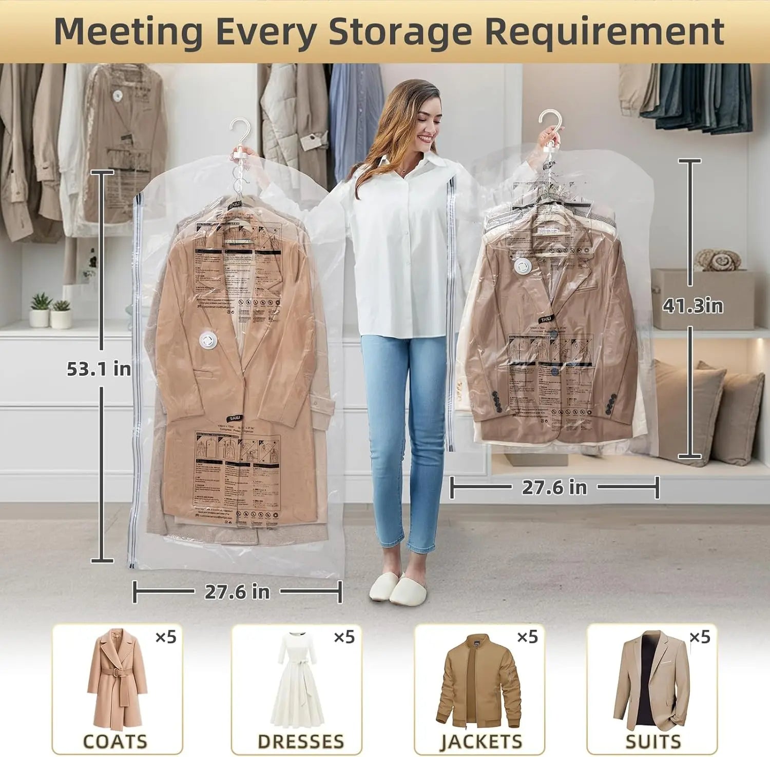 Oubaokki Clear 5-Slot Hanging Garment Dust Cover