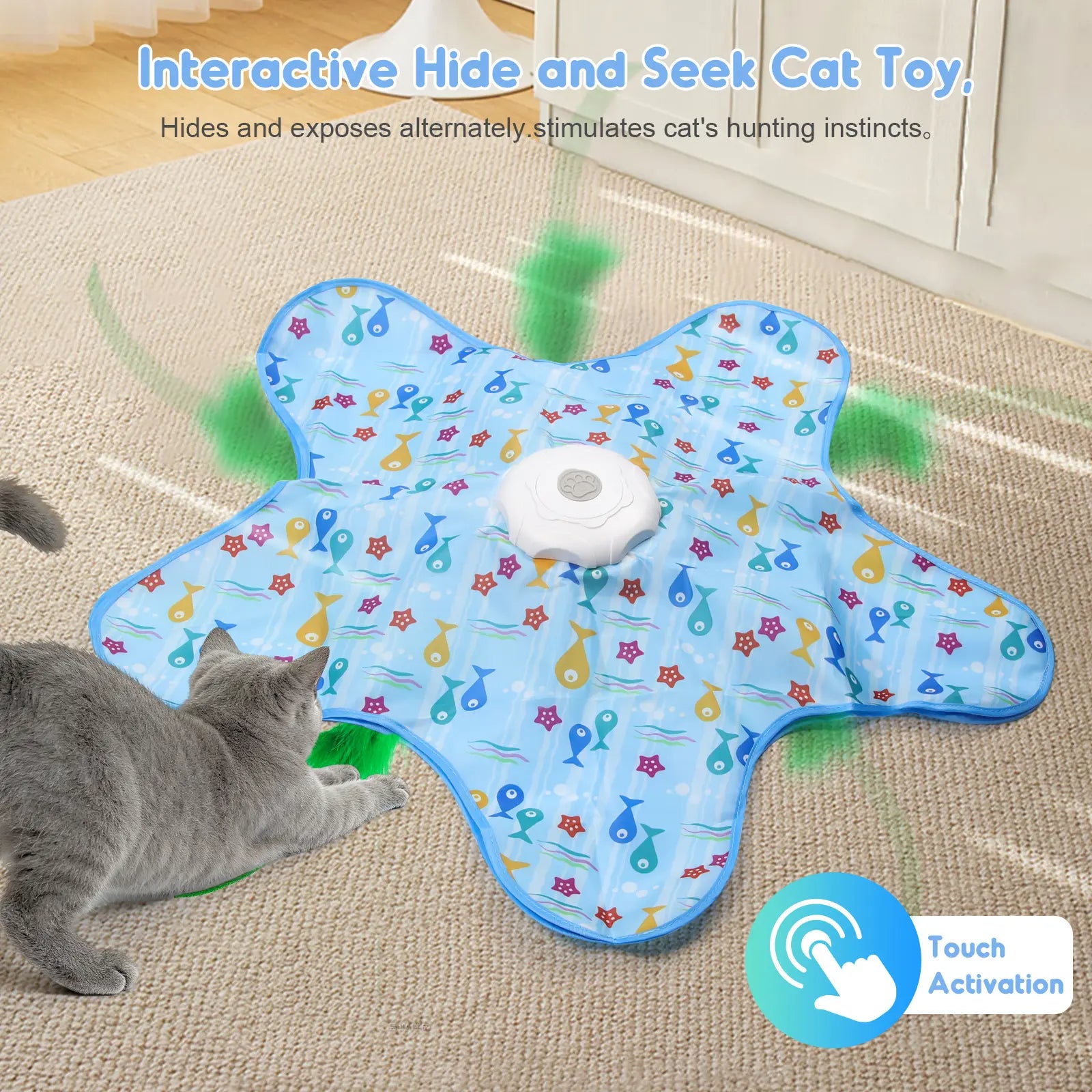 Interactive Unpredicatable Moving Feather Hunting Cat Toy