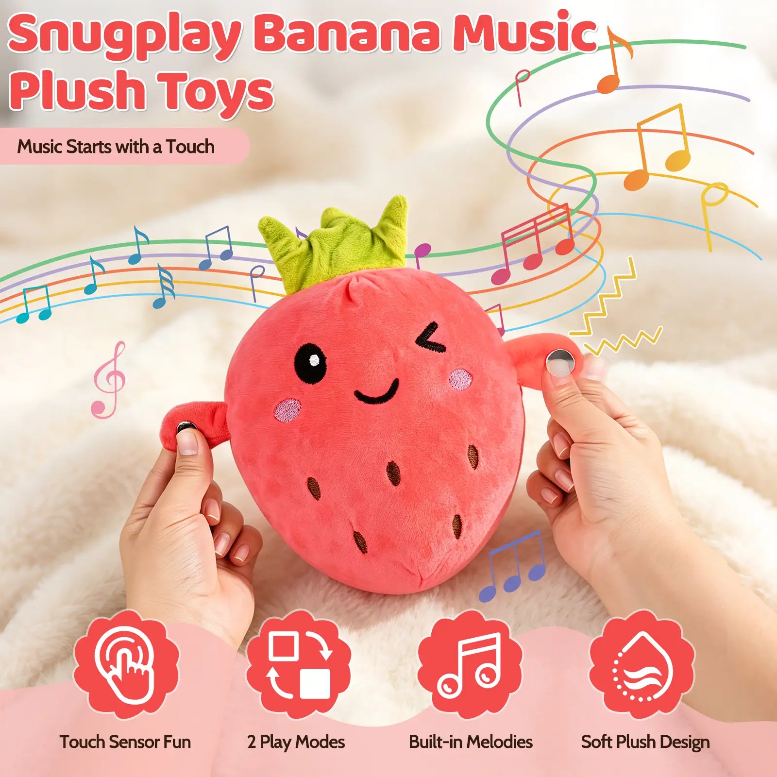 Interactive Music Plush Toy Set – Banana, Strawberry & Carrot Electric Plush Toys for Parent-Child Interaction