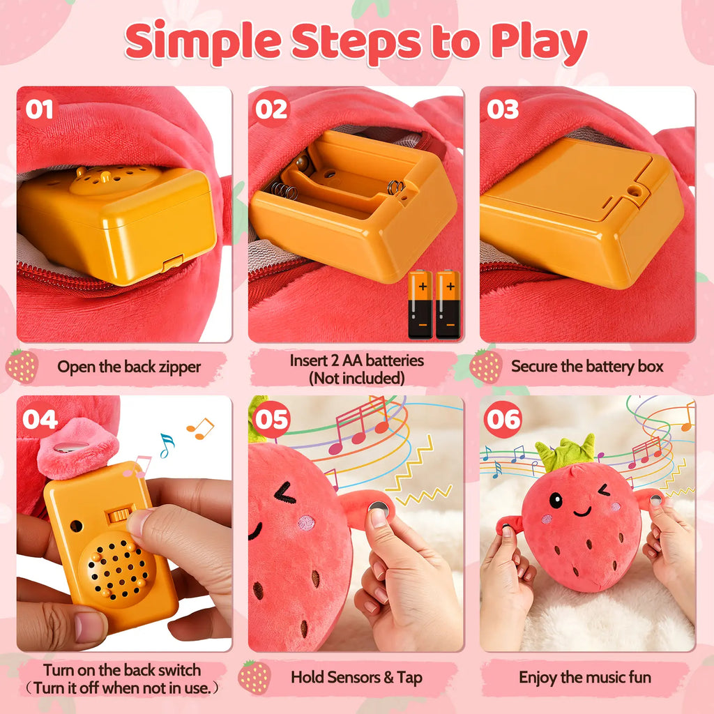 Interactive Music Plush Toy Set – Banana, Strawberry & Carrot Electric Plush Toys for Parent-Child Interaction