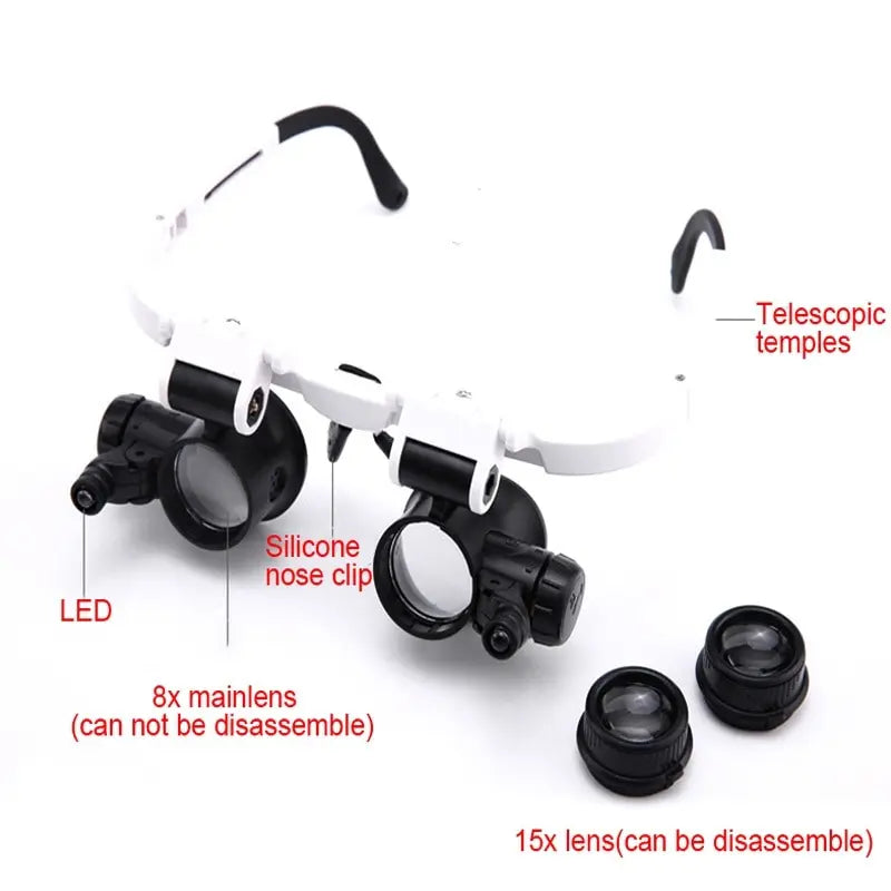 🔥🔥8X 15x 23x Head Wearing Magnifying Glass with LED Light Headband
