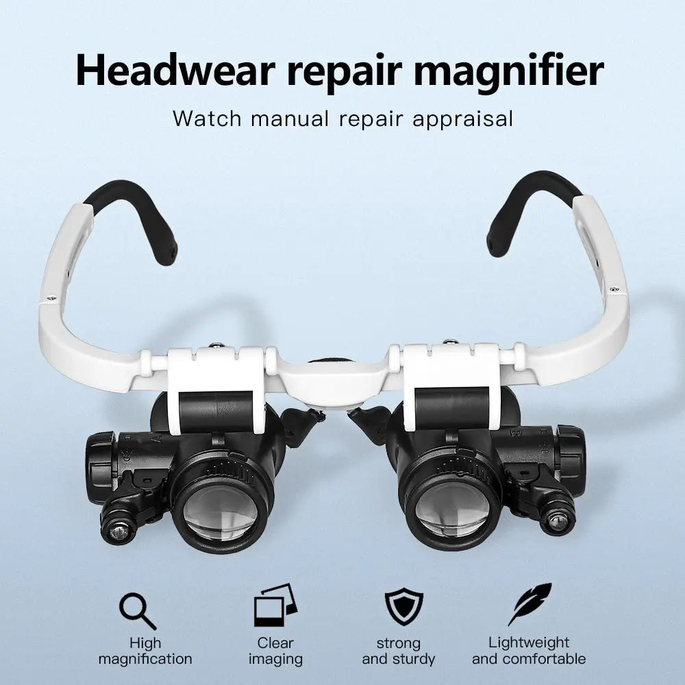 🔥🔥8X 15x 23x Head Wearing Magnifying Glass with LED Light Headband