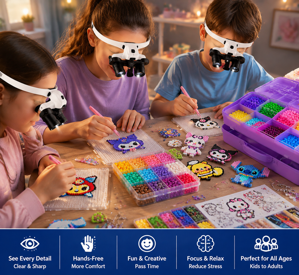 🎁👓LED headband magnifying glass – Hands-Free Magnifying Glass for Crafts, Jewelry Repair, Reading & Close Work