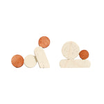 Modern Minimalist Travertine-Style Sculptural Bookend Set