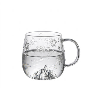 Artistic High-Borosilicate Glass Teacup with Mountain Silhouette