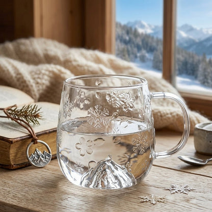 Artistic High-Borosilicate Glass Teacup with Mountain Silhouette
