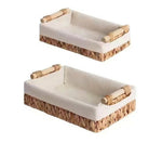 Hand-Woven Pastoral Storage Basket Set with Wooden Handles