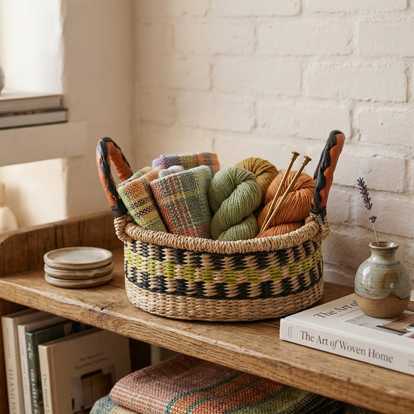 Artisan Hand-Woven Seagrass Storage Basket